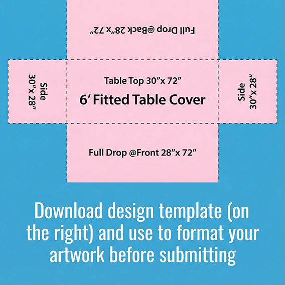 6 ft. Fitted Table Cover Diagram